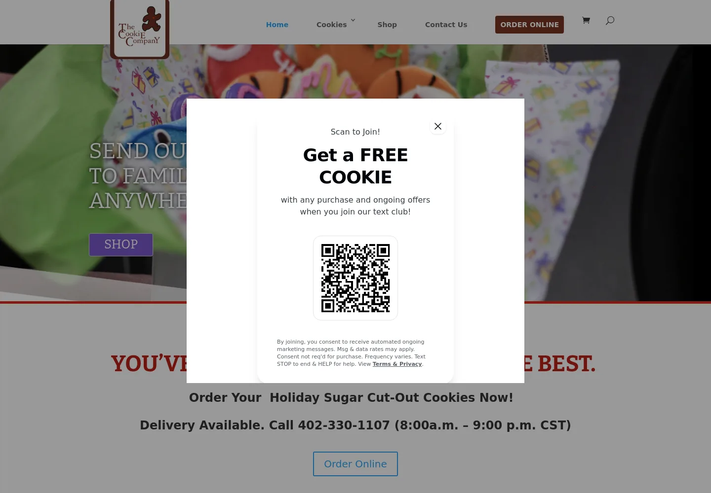 The Cookie Company homepage preview — shopthecookieco.com
